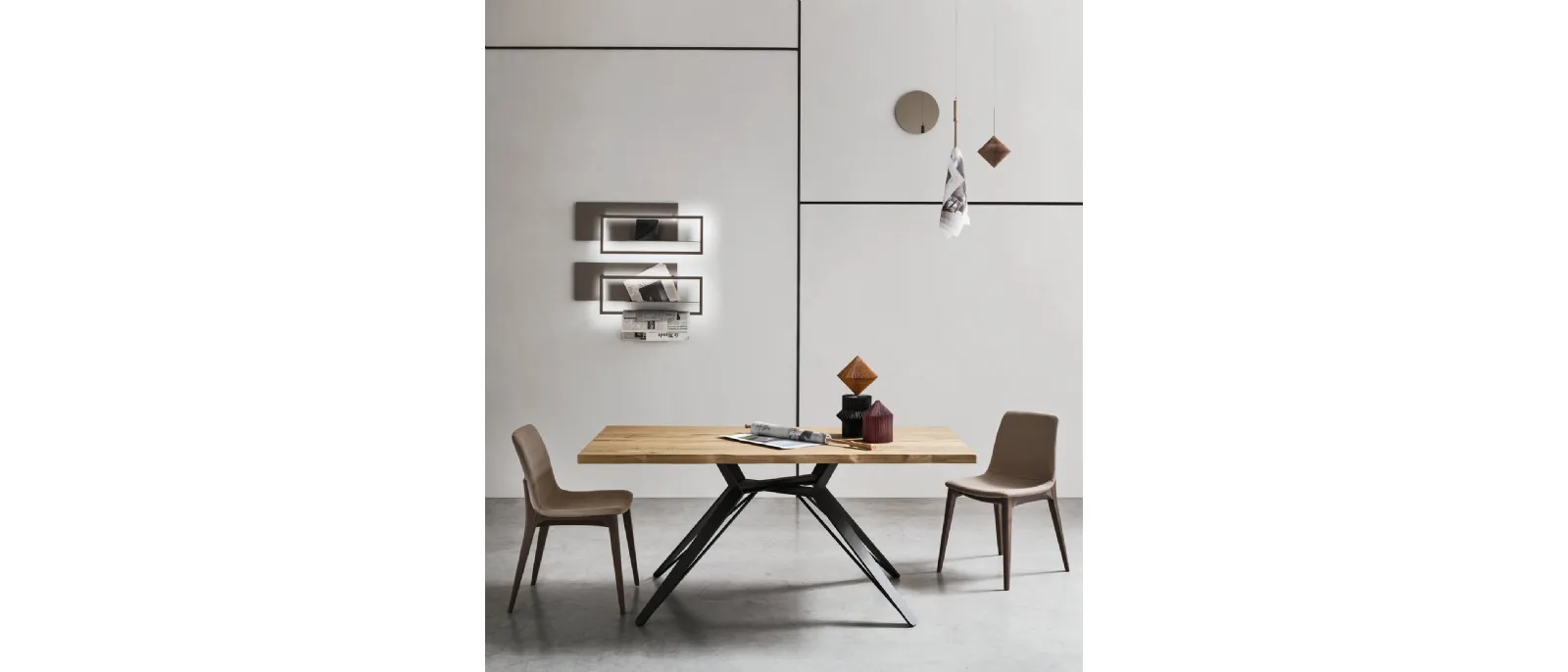 The table with a metal base made from