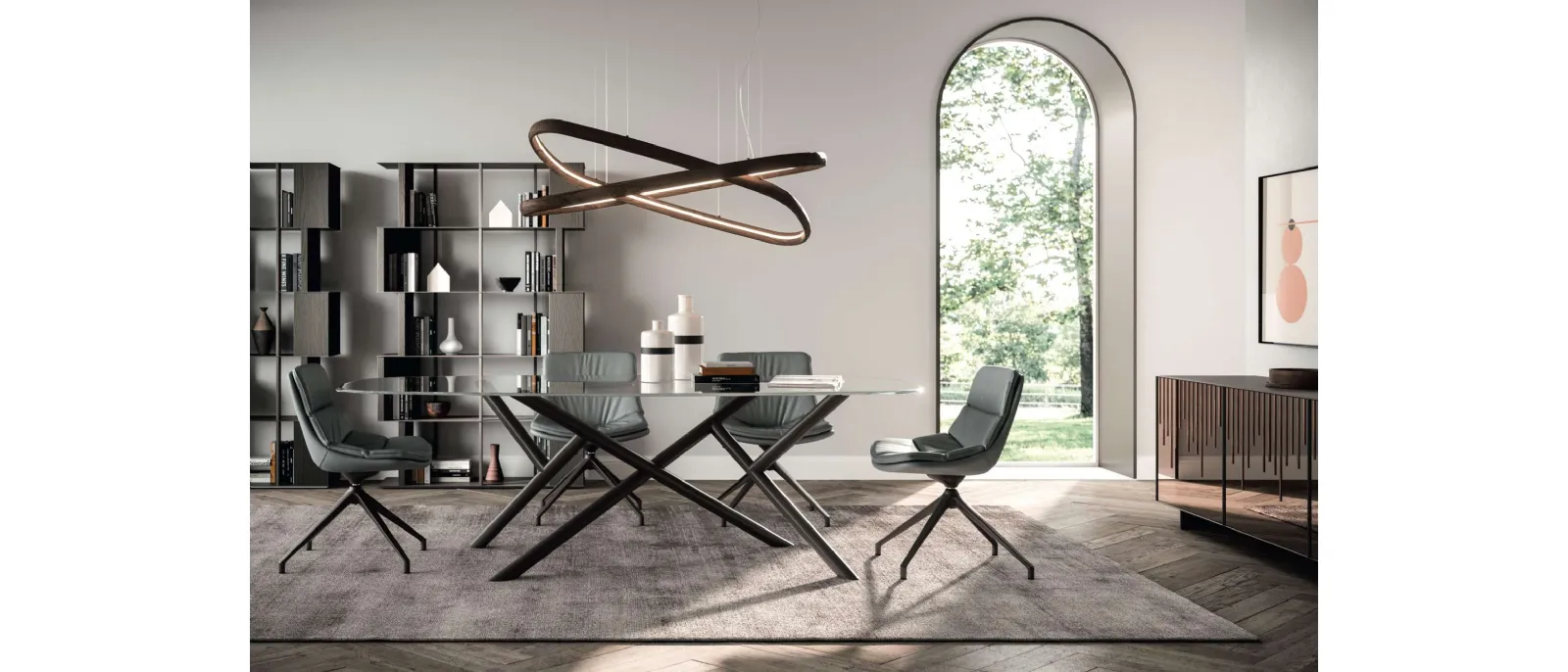 Fixed Random glass table by Ozzio
