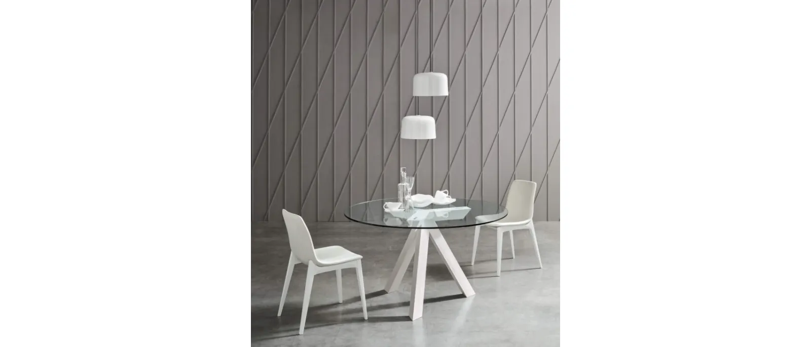 Run is a round table with wooden base and legs