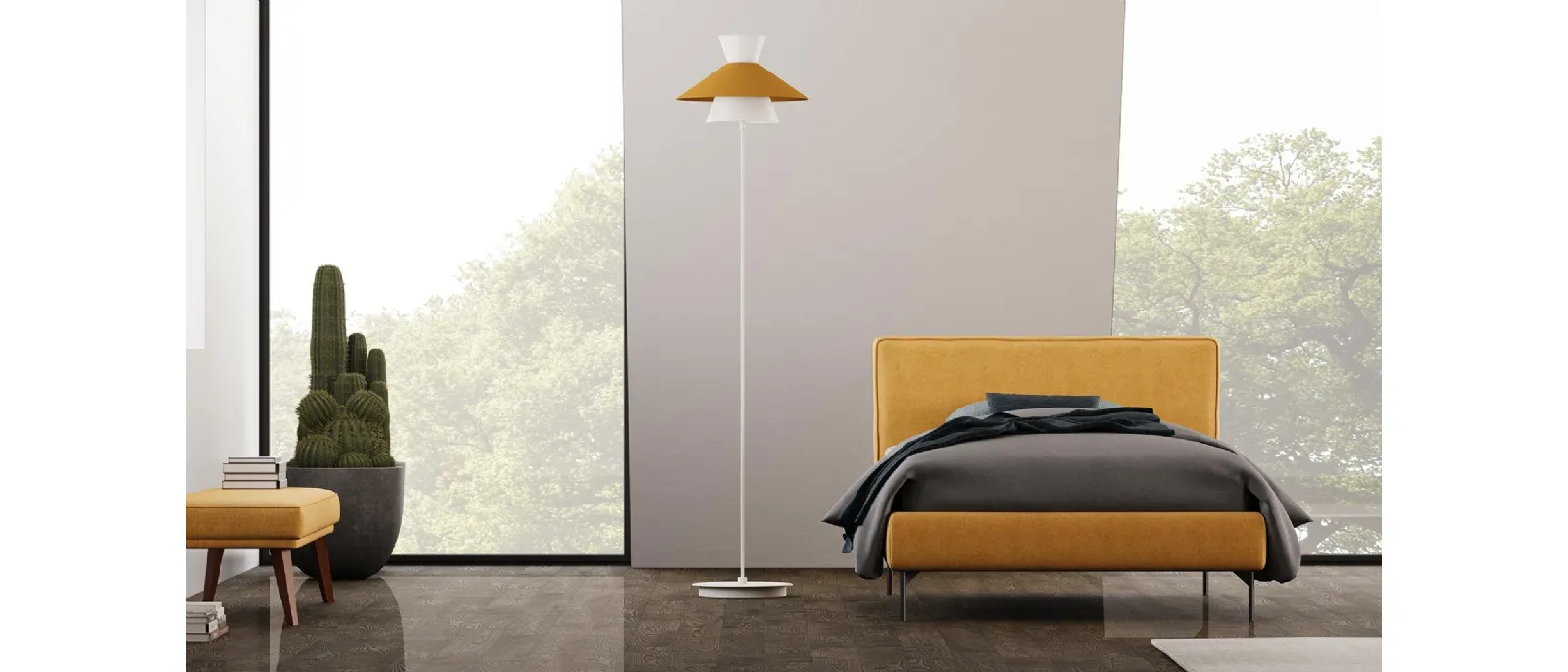 Single bed made of leather Teddie by Divaletti Home. It is characterized