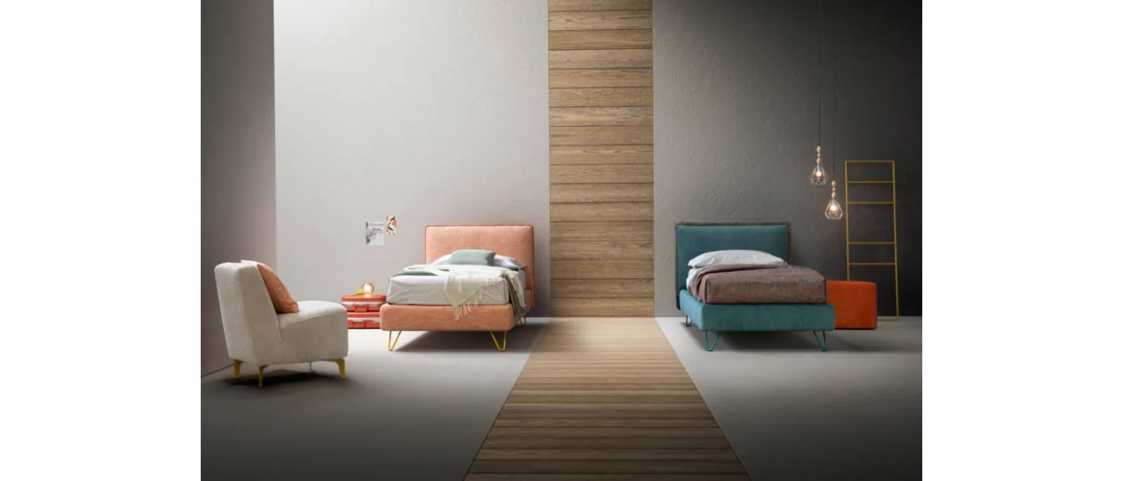 Single bed with Truss headboard by Bside.