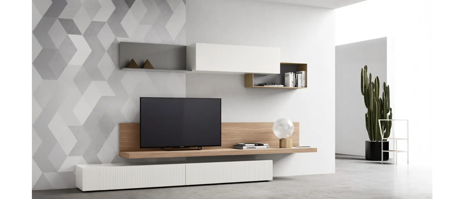 Floor-standing TV cabinet SM2350 by Maronese is composed