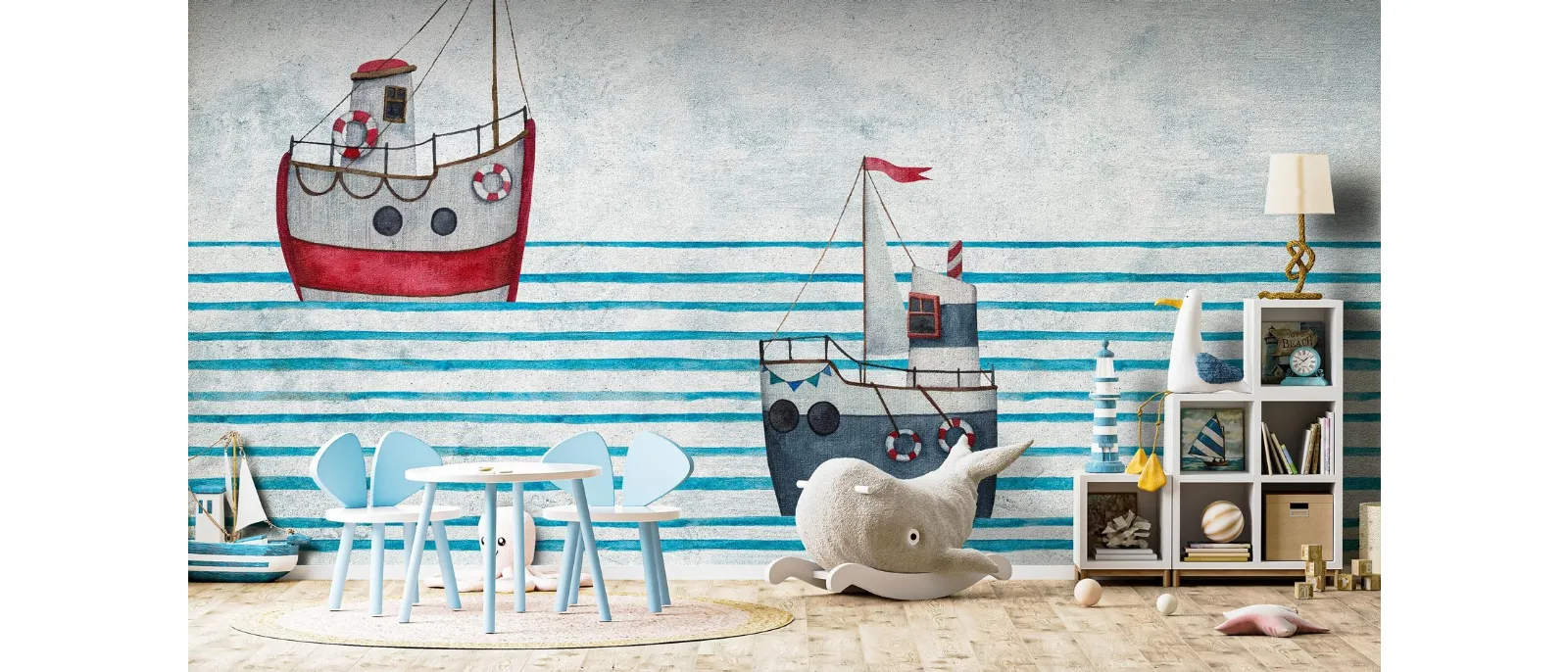 Wallpaper for children's rooms The Boats by Instabilelab