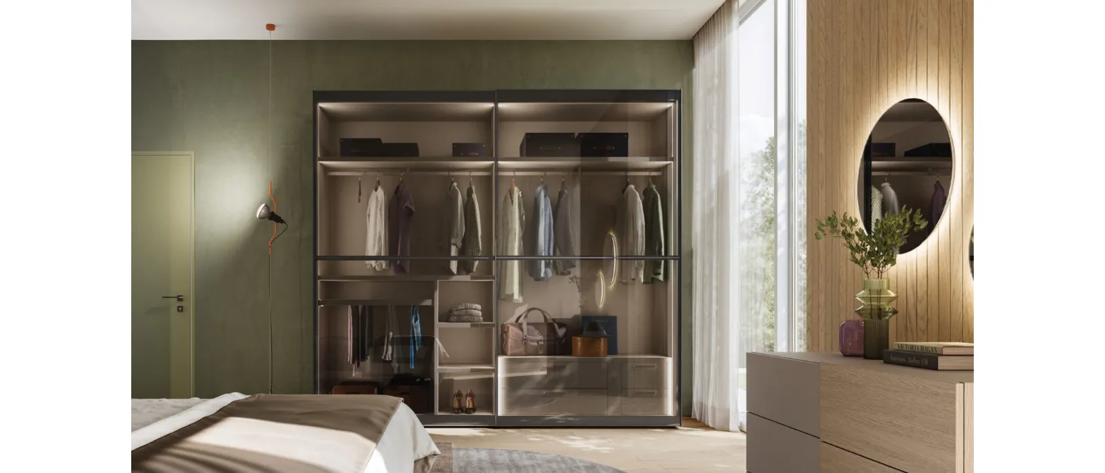 Wardrobe with sliding glass door Dama 41 by Orme.