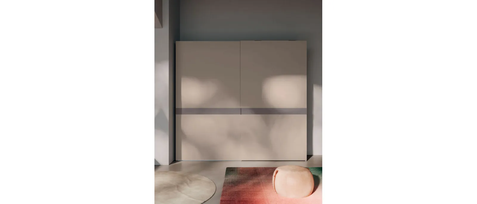 Sliding door wardrobe Eina in Tortora melamine by Orme.