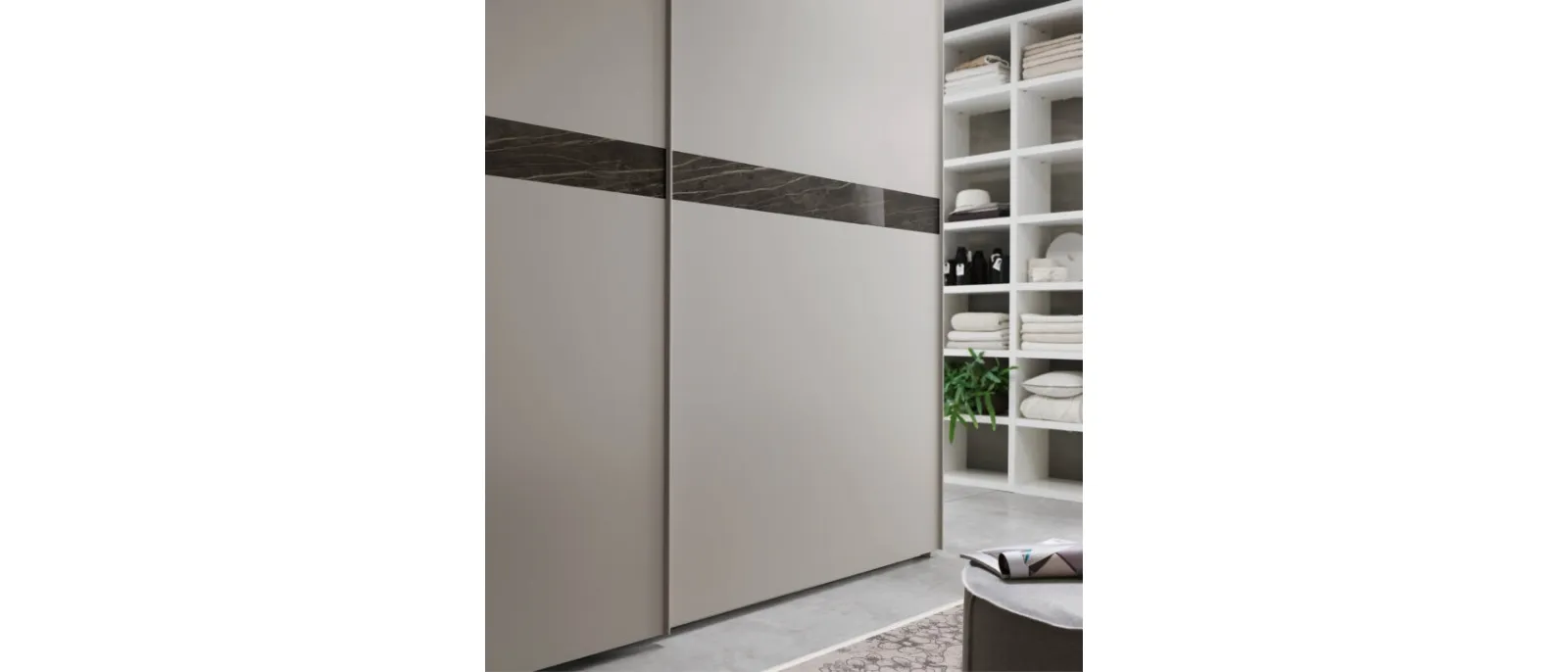 A closet with a sliding door made possible by the technology of “Fast System