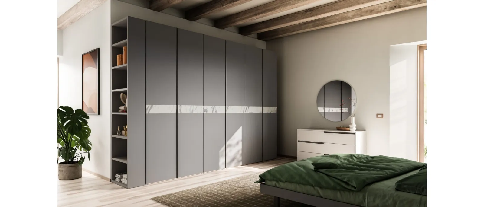 Custom-made Lena 35 wardrobe with Orme marble insert