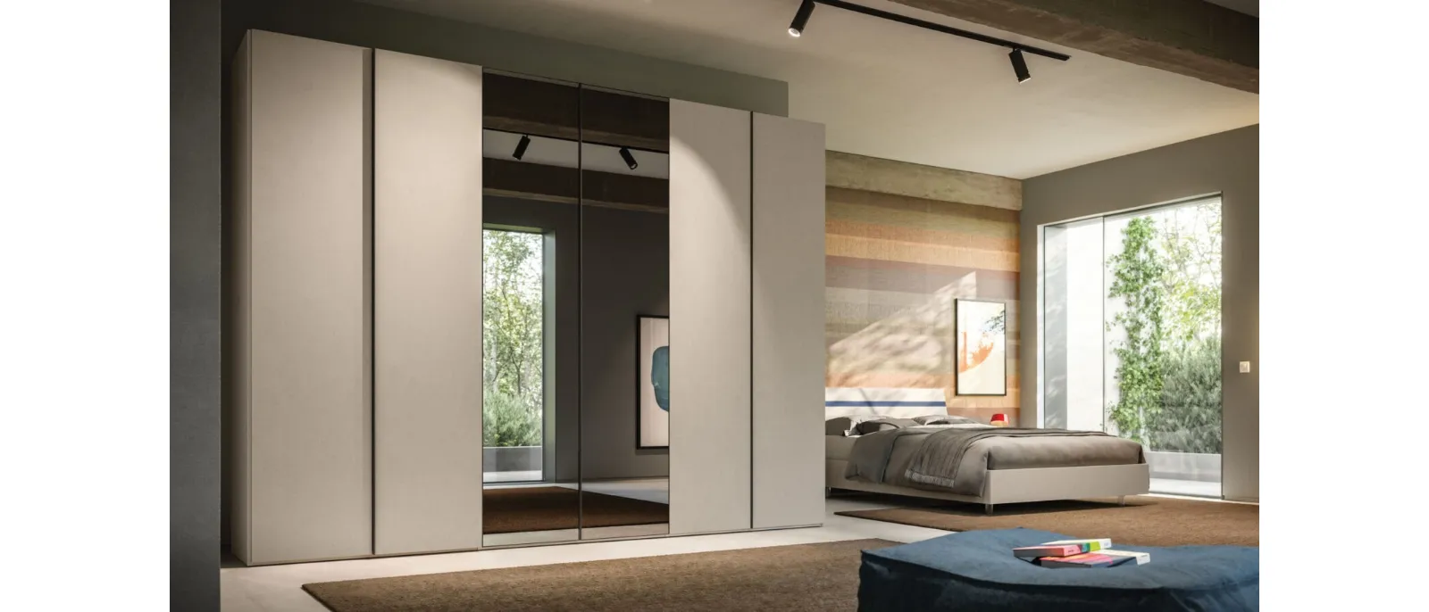 Wardrobe with swing door Manlò + Mirror 28 by Orme