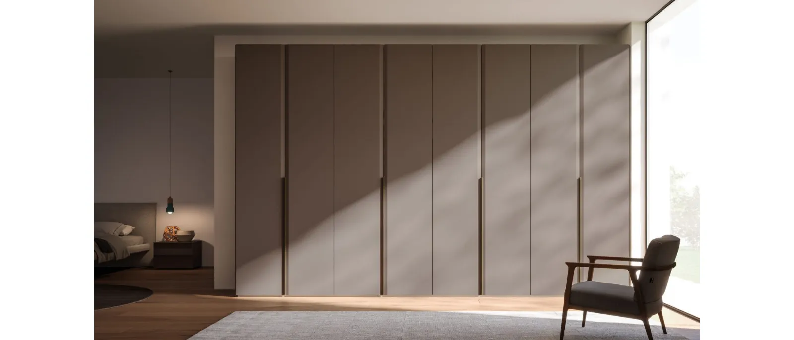Night 01 hinged door wardrobe in matte lacquered Terra by Orme