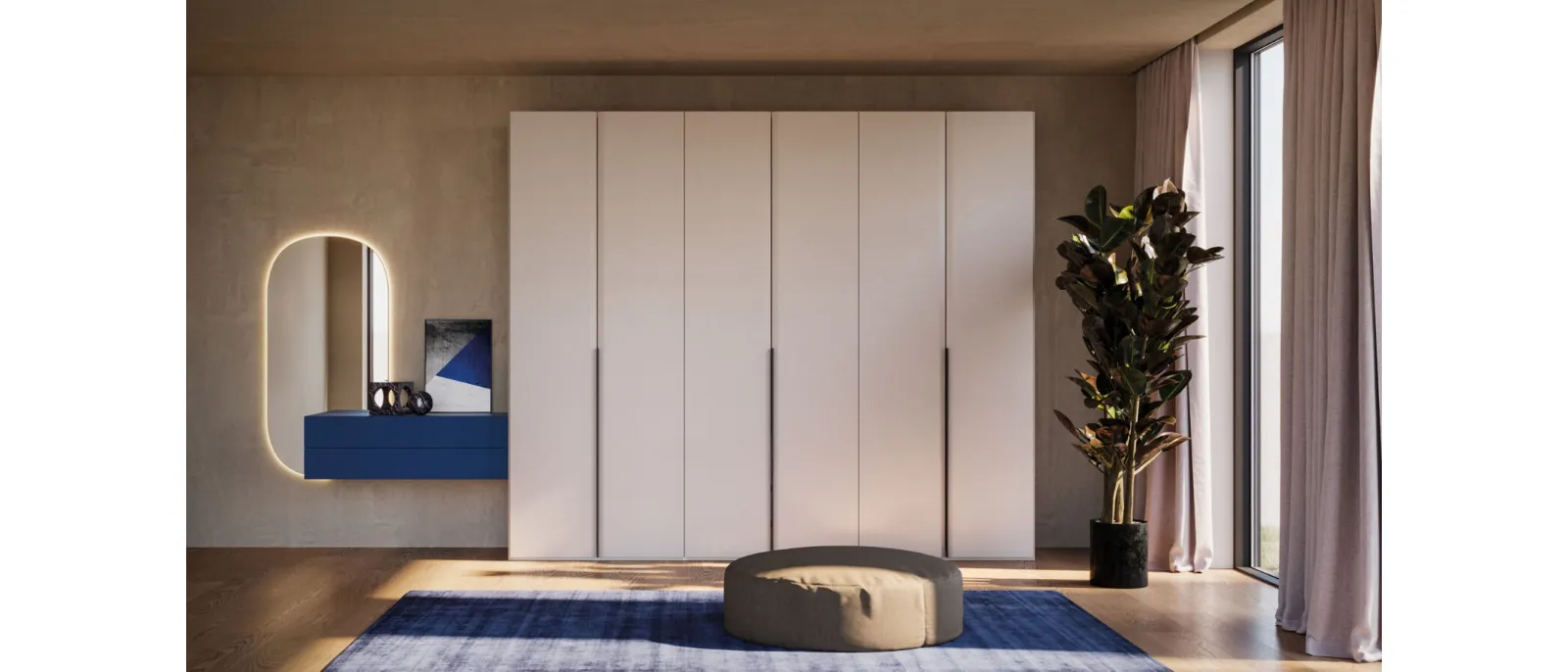 Night 02 hinged door wardrobe in melamine Dekor Alaska by Orme.