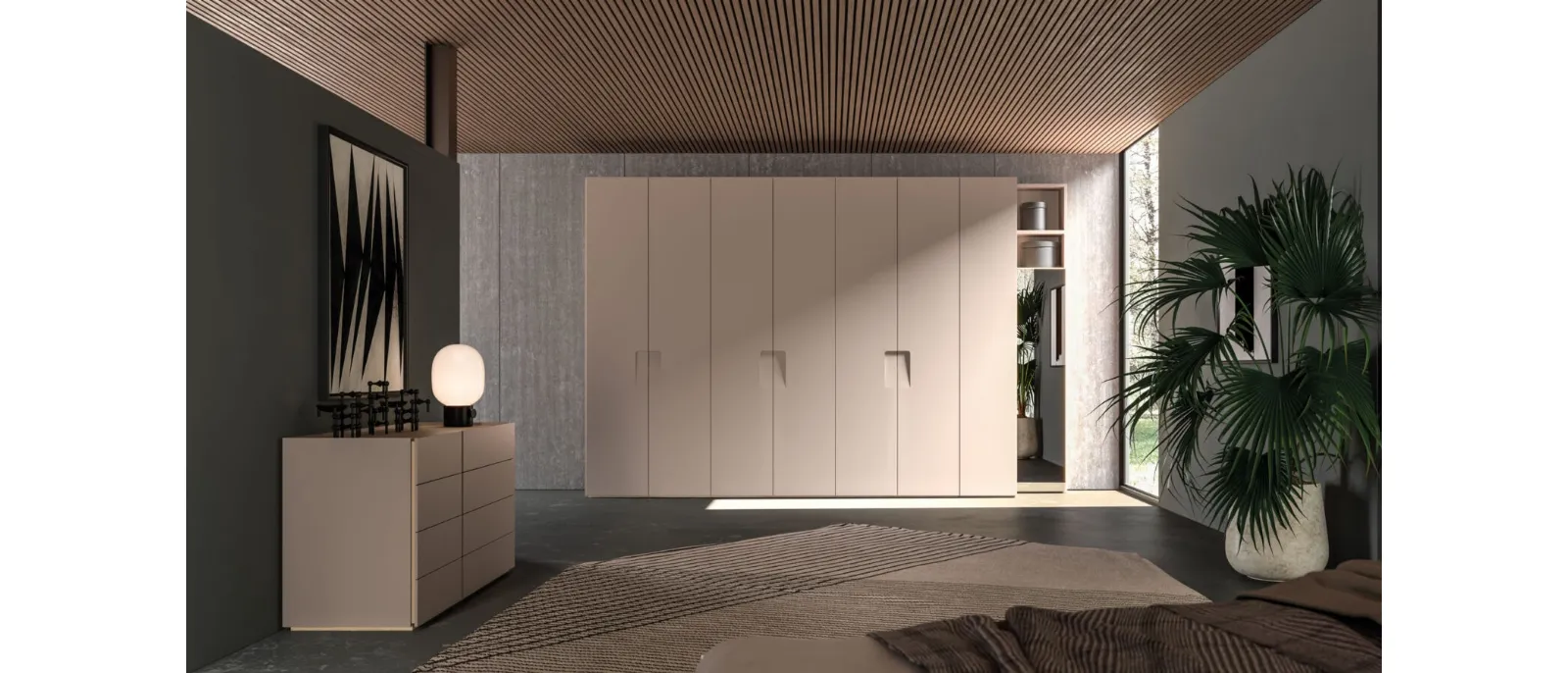 Night 03 hinged door wardrobe in matte lacquered Ecrù by Orme