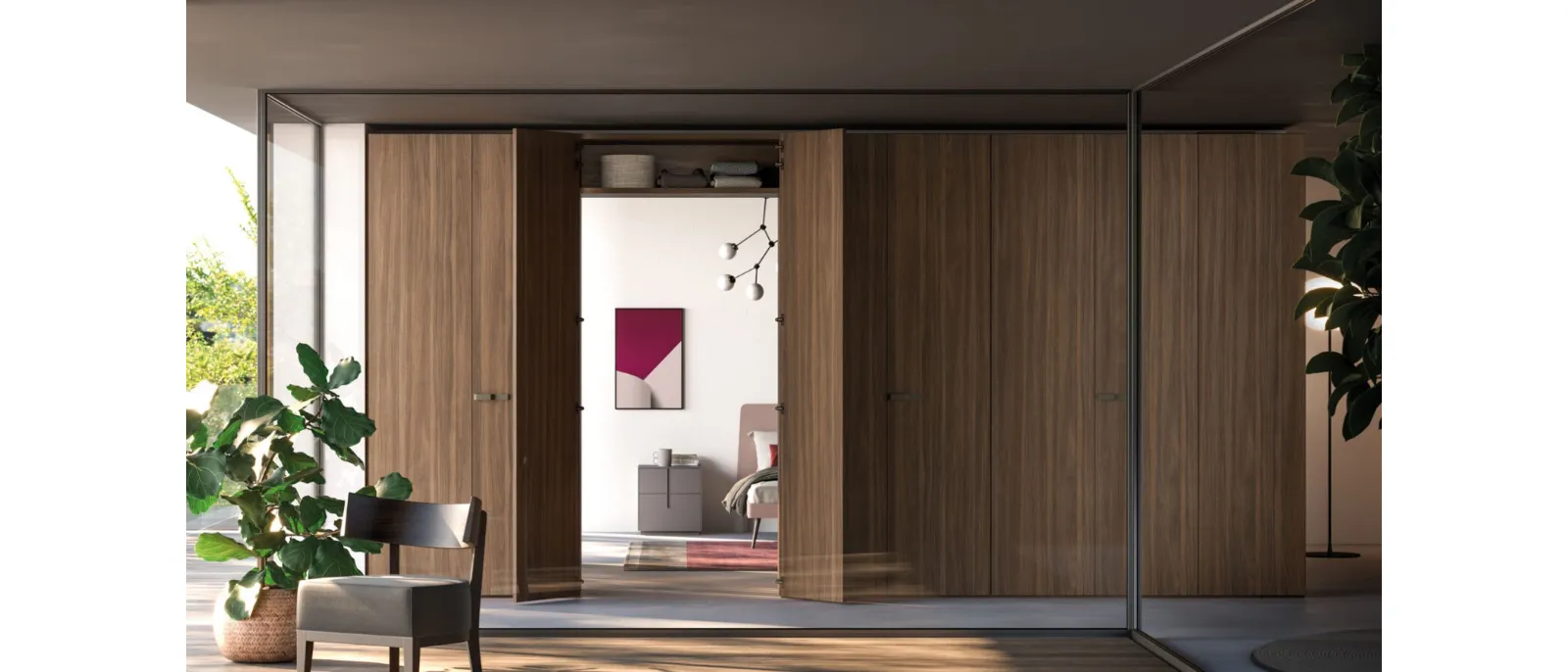 Night 04 hinged door wardrobe in cotto materico by Orme.