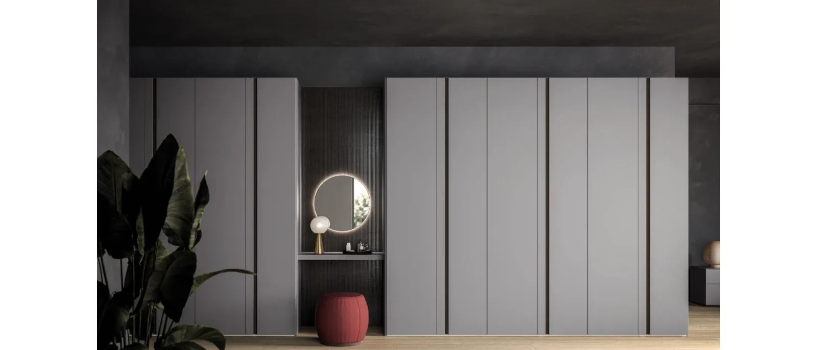 Night 14 hinged wardrobe in matt lacquered Basalt by Orme.