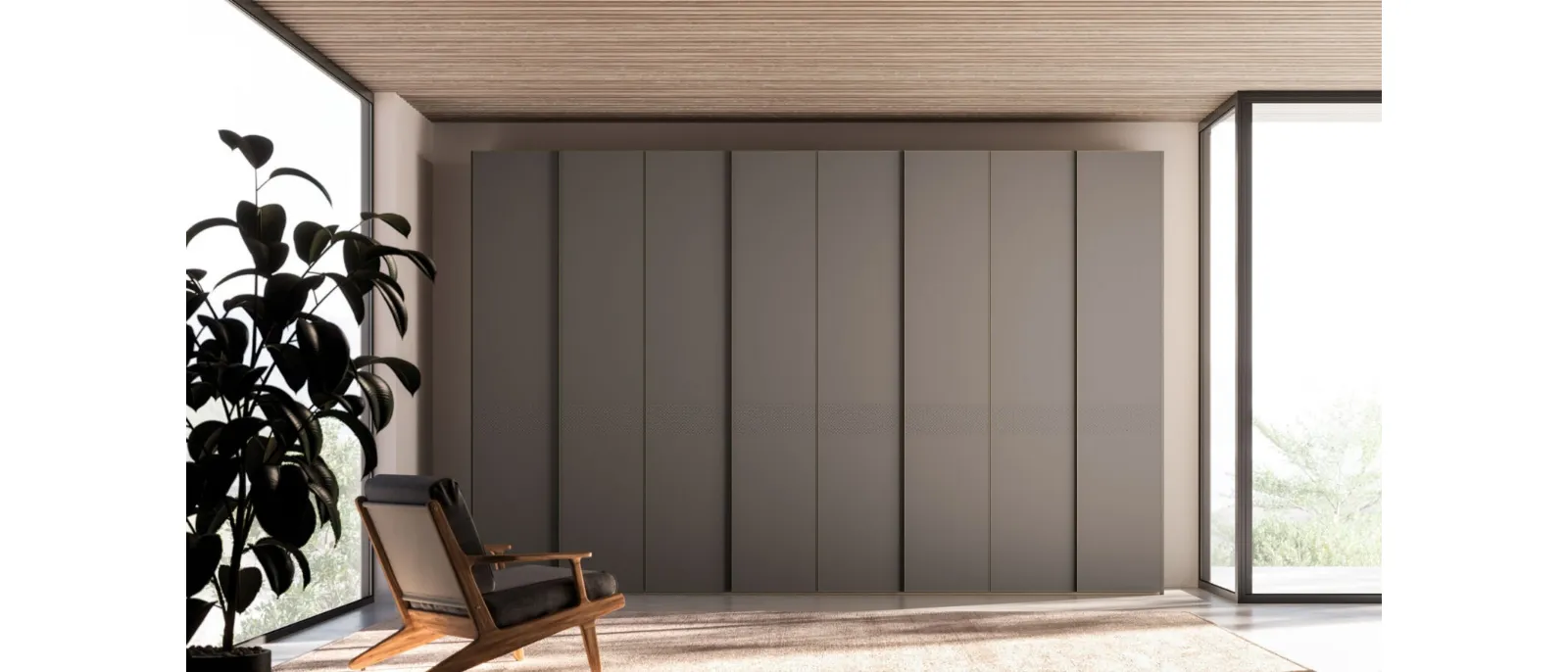 Night 20 swing-door wardrobe in Matte Anthracite lacquered finish by Orme.