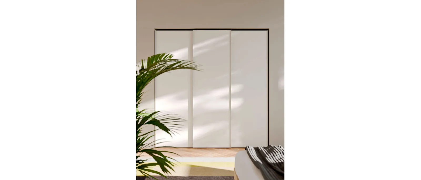 Sliding door wardrobe Trio in melamine Seta by Orme