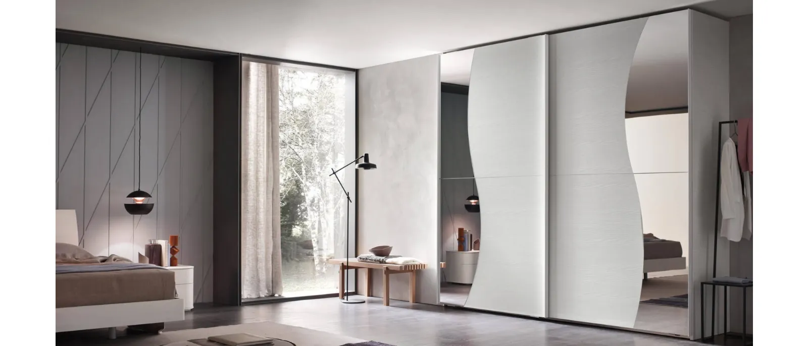 Twist of Maronese is a wardrobe with sliding door made entirely of wood
